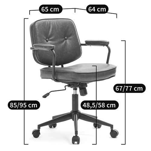 Офисное кресло в винтажном стиле на колёсах Glenn Dark Grey Chair в Нижнем Новгороде