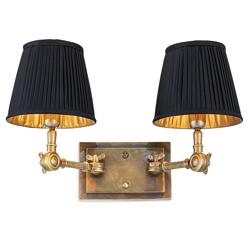 Бра Eichholtz Wall Lamp Wentworth Double Brass Винтажная латунь Черный в Нижнем Новгороде | Loft Concept 