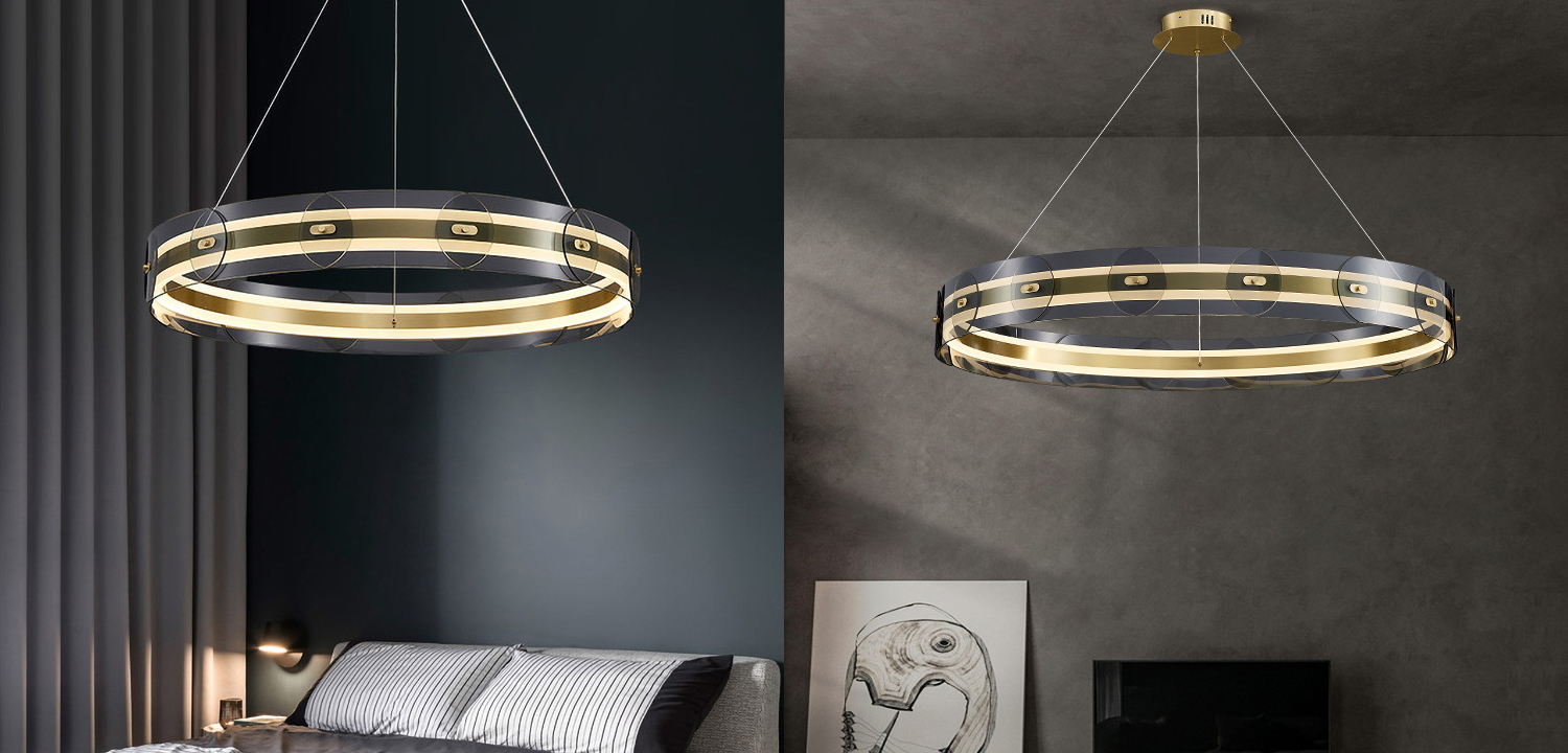 Люстра Gold ring horizontal chandelier - фото