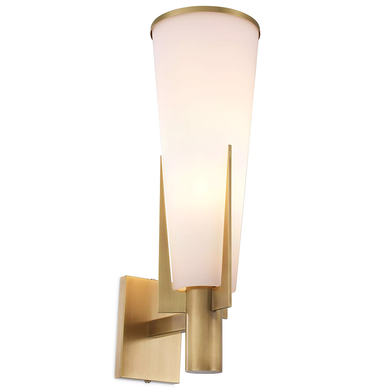 Бра Eichholtz Wall Lamp Dino Brass Латунь Белое матовое стекло в Нижнем Новгороде | Loft Concept 