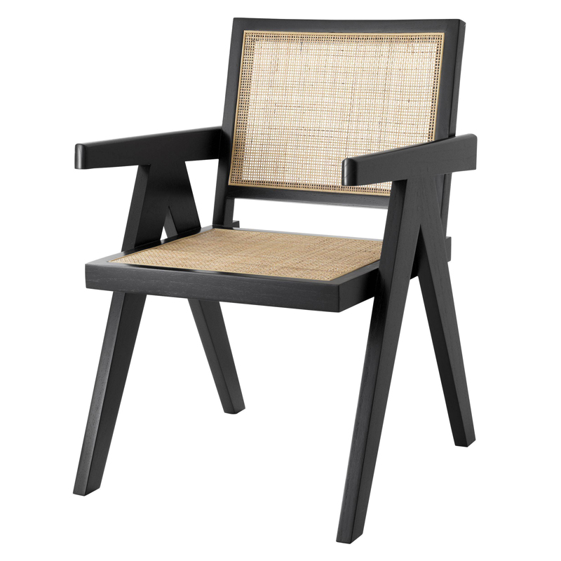 Стул Eichholtz Dining Chair Aristide black Черный Бежевый в Нижнем Новгороде | Loft Concept 