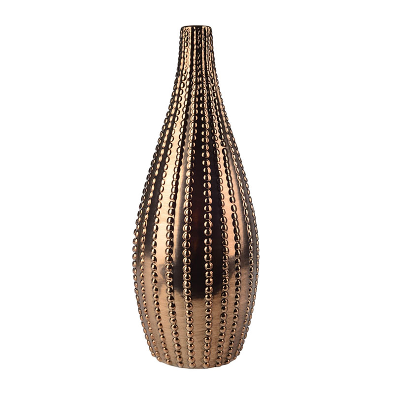 Ваза Ribbed Vase Narrow Throat bronze-gold 38  в Нижнем Новгороде | Loft Concept 