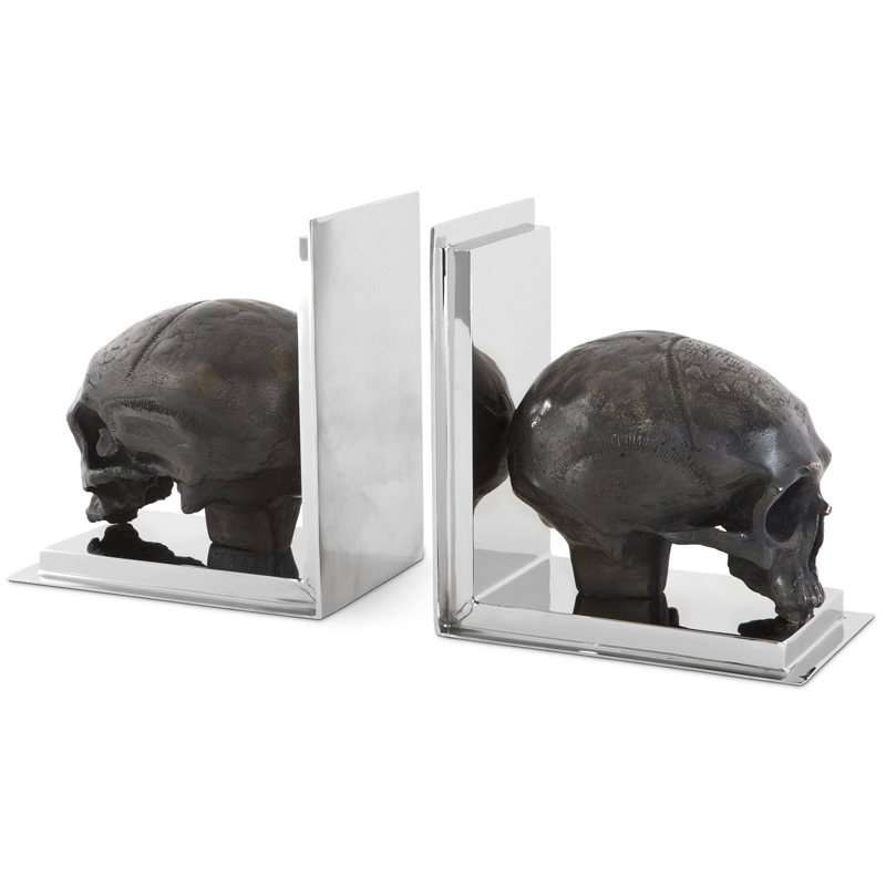 Держатель для книг Eichholtz Bookend Skull set of 2 Никель Винтажная латунь в Нижнем Новгороде | Loft Concept 