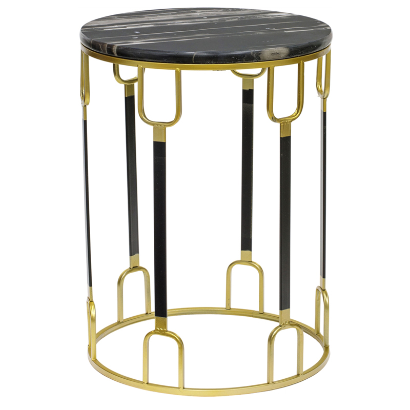 Приставной стол Dorius Side Table black marble high Латунь Черный Черный Мрамор Nero в Нижнем Новгороде | Loft Concept 