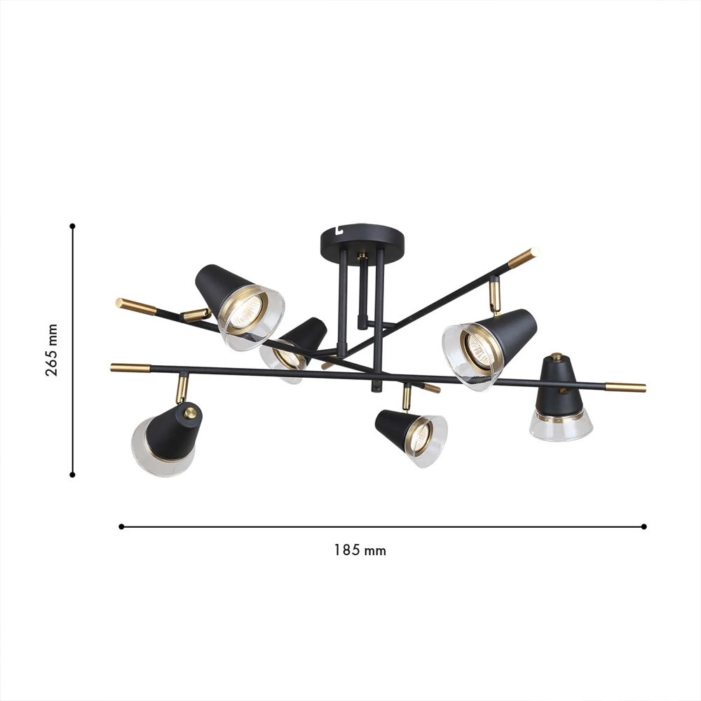 Потолочный светильник с конусообразными плафонами с контрастным сочетанием бронзы и глубоким черным цветом Aurika в Нижнем Новгороде