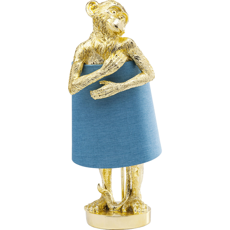 Настольная лампа Golden Monkey Hugging Lampshade Золотой Светло-синий в Нижнем Новгороде | Loft Concept 