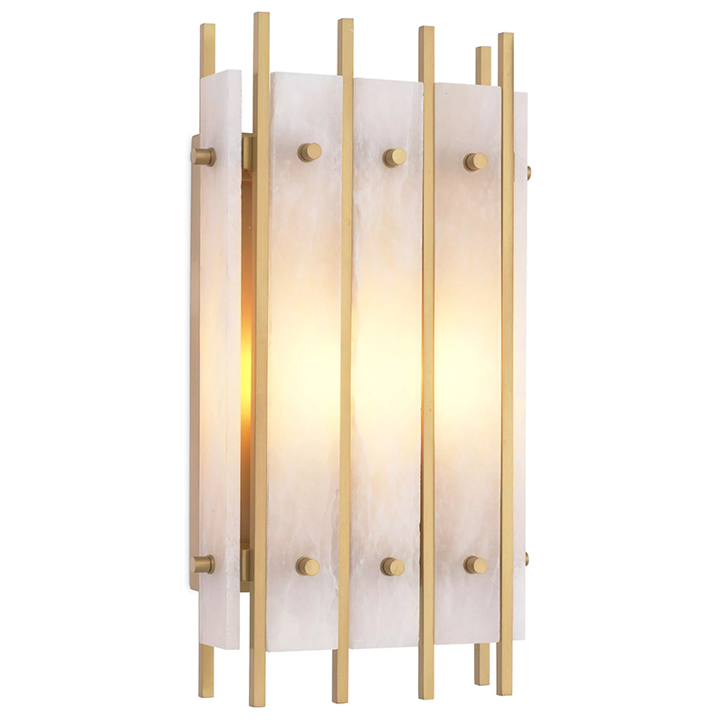 Бра Eichholtz Wall Lamp Sparks S Alabaster Латунь Бежевый Белый Мрамор Bianco в Нижнем Новгороде | Loft Concept 