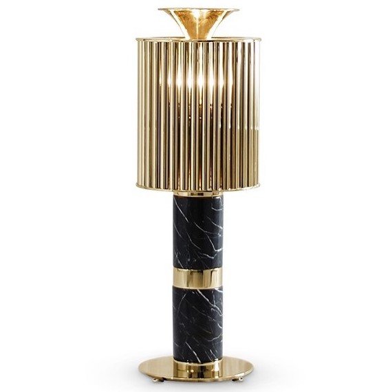 Настольная лампа Donna Table Light in Brass with Black Marble Base Глянцевое золото Черный Мрамор Nero в Нижнем Новгороде | Loft Concept 