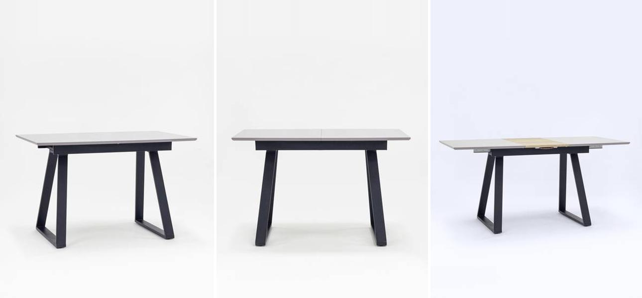 Стол обеденный раздвижной Magali ширина 120 серая столешница - фото