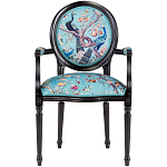 Полукресло из массива бука бирюзовое с изображением птиц и цветов Turquoise Chinoiserie Garden Chair варинант исполнения - 1 | Loft Concept в Нижнем Новгороде