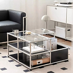 Дизайнерский журнальный стол квадратный с полками Akydy варинант исполнения - 3 | Loft Concept в Нижнем Новгороде