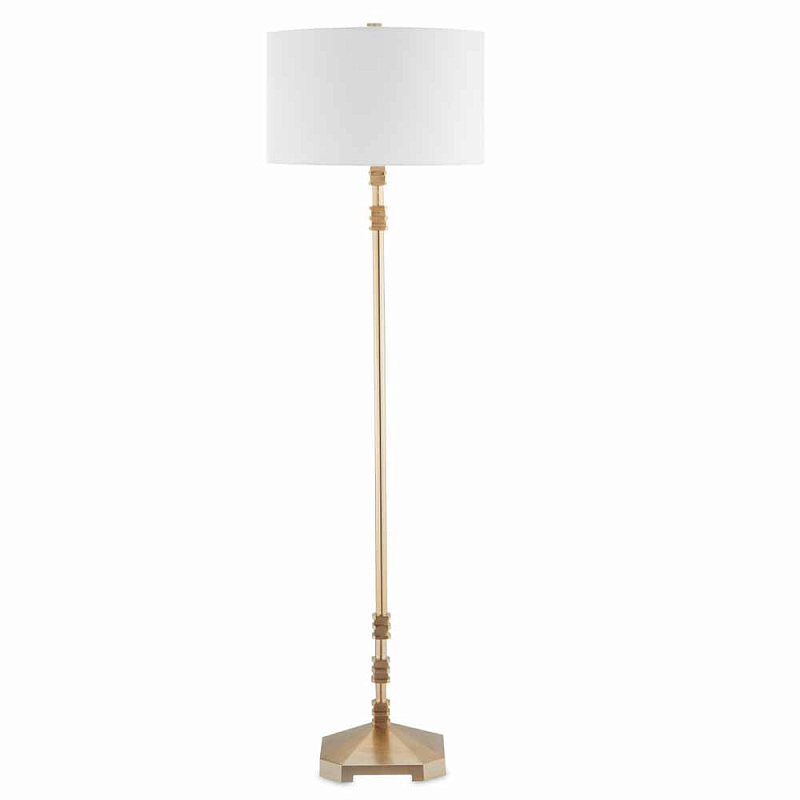 Торшер с абажуром в форме цилиндра на золотистом каркасе Floor lamp Amanda Белый Золотой в Нижнем Новгороде | Loft Concept 