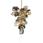 Люстра подвесная вытянутой формы с плафонами из стекла и металла с двумя вертикальными подвесками Gilded Mirage  варинант исполнения - 1 | Loft Concept в Нижнем Новгороде