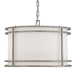 Подвесной светильник в виде барабана с тканевым абажуром и металлическим каркасом Warm Glow варинант исполнения - 3 | Loft Concept в Нижнем Новгороде