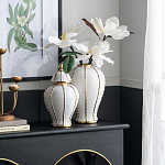 Ваза с золотыми полосами на белом фоне Chinoiserie Ceramics варинант исполнения - 1 | Loft Concept в Нижнем Новгороде