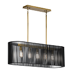 Люстра подвесная овальной формы с металлическим решетчатым абажуром матово-черного цвета и 5 лампами Kichler варинант исполнения - 2 | Loft Concept в Нижнем Новгороде