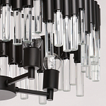 Люстра круглая из матового черного металла с подвесками из прозрачных стеклянных трубок Noir Tubes варинант исполнения - 5 | Loft Concept в Нижнем Новгороде