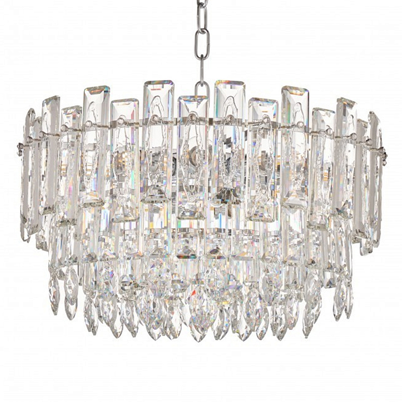 Круглая люстра с хрустальными подвесками на серебряном каркасе Gorgeous Crystal Light Хром Прозрачный Круглая люстра с хрустальными подвесками на серебряном каркасе Gorgeous Crystal Light Хром Прозрачный в Нижнем Новгороде | Loft Concept