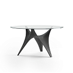 Дизайнерский круглый обеденный стол стеклянный с фигурным подстольем из цемента ARC Dining Table варинант исполнения - 6 | Loft Concept в Нижнем Новгороде