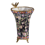 Ваза из фарфора черная с цветочной росписью и бронзовой стрекозой Spring Garden варинант исполнения - 2 | Loft Concept в Нижнем Новгороде