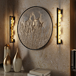 Бра вертикальное черного цвета с золотыми кругами и квадратами Gravyura варинант исполнения - 6 | Loft Concept в Нижнем Новгороде