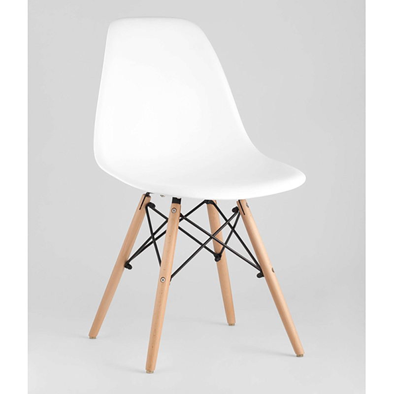 Пластиковый стул на ножках из массива бука Eames White Белый Древесина Пластиковый стул на ножках из массива бука Eames White Белый Древесина в Нижнем Новгороде | Loft Concept