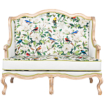 Диван двухместный из натурального бука золотистый с изображением птиц и цветов Blooming Birds варинант исполнения - 1 | Loft Concept в Нижнем Новгороде