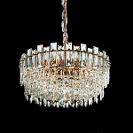 Круглая люстра с хрустальными подвесками на золотистом каркасе Gorgeous Crystal Light варинант исполнения - 6 | Loft Concept в Нижнем Новгороде