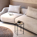 Стол журнальный круглый со столешницей из стекла Gold and Black Marble варинант исполнения - 5 | Loft Concept в Нижнем Новгороде