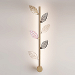 Бра с золотистой вертикальной трубкой и декоративными прозрачными листьями из стекла Sylva  варинант исполнения - 2 | Loft Concept в Нижнем Новгороде