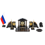 Настольный письменный набор с часами из природного камня обсидиана National Еmblem варинант исполнения - 1 | Loft Concept в Нижнем Новгороде