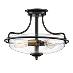 Потолочный светильник со стеклянным плафоном на изогнутых кронштейнах Quoizel  варинант исполнения - 15 | Loft Concept в Нижнем Новгороде