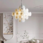 Люстра  с каскадом из круглых декоративных элементов  White Clear Glass Chandelier варинант исполнения - 3 | Loft Concept в Нижнем Новгороде