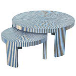 Комплект журнальных столов с инкрустацией Stripes Set of two tables blue варинант исполнения - 1 | Loft Concept в Нижнем Новгороде