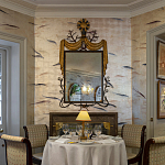 Обои ручная роспись Fishes Blue Pearl on Tarnished Silver gilded silk with pearlescent antiquing варинант исполнения - 6 | Loft Concept в Нижнем Новгороде