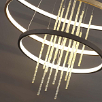 Люстра подвесная с 3-мя круглыми подвесами в черном и золотистом цвете и вертикальными подвесками Ring Horizontal варинант исполнения - 3 | Loft Concept в Нижнем Новгороде