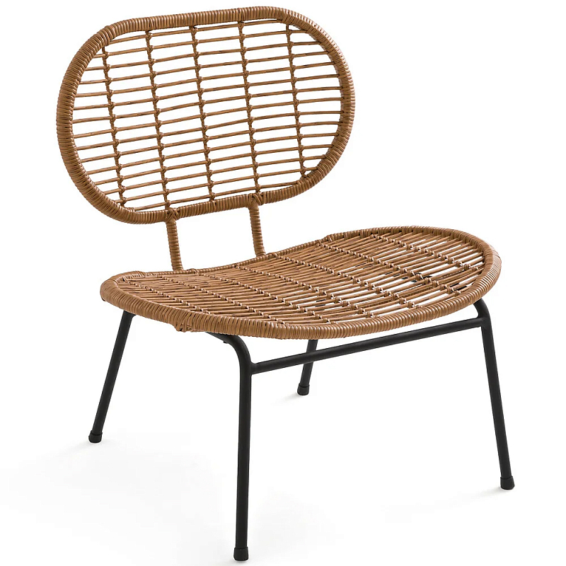 Садовое кресло из искусственного ротанга Mills Rattan Wicker Chair Коричневый Черный в Нижнем Новгороде | Loft Concept 