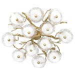 Потолочная люстра круглая ветвистыми бронзовыми элементами и стеклянными рифлеными дисками Textured Glass Chandelier варинант исполнения - 1 | Loft Concept в Нижнем Новгороде