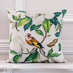 Декоративная подушка бежевая с изображением птица в саду Blooming Birds варинант исполнения - 2 | Loft Concept в Нижнем Новгороде