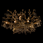 Потолочная люстра в виде ветвей деревьев золотого цвета с прозрачными подвесками-каплями Droplet Chandelier варинант исполнения - 4 | Loft Concept в Нижнем Новгороде