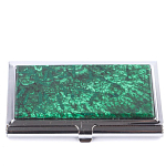 Визитница карманная металлическая с накладкой из натурального камня Малахит Stone Business Card Holders  варинант исполнения - 1 | Loft Concept в Нижнем Новгороде