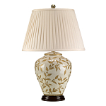 Настольная лампа с фарфоровым основанием бежевого цвета с рисунком и плиссированным абажуром на темной подставке Elstead Lighting варинант исполнения - 6 | Loft Concept в Нижнем Новгороде