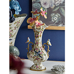 Ваза белого цвета из фарфора с цветочным рисунком и бронзовыми ручками с фигурками птиц Eden Garden porcelain and bronze варинант исполнения - 2 | Loft Concept в Нижнем Новгороде