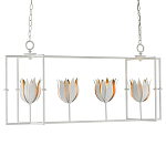 Люстра белая прямоугольная с абажурами в виде цветков тюльпана White Tulips варинант исполнения - 2 | Loft Concept в Нижнем Новгороде