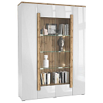 Шкаф-витрина с белым глянцевым фасадом 4-х дверная Grace of Furniture варинант исполнения - 1 | Loft Concept в Нижнем Новгороде