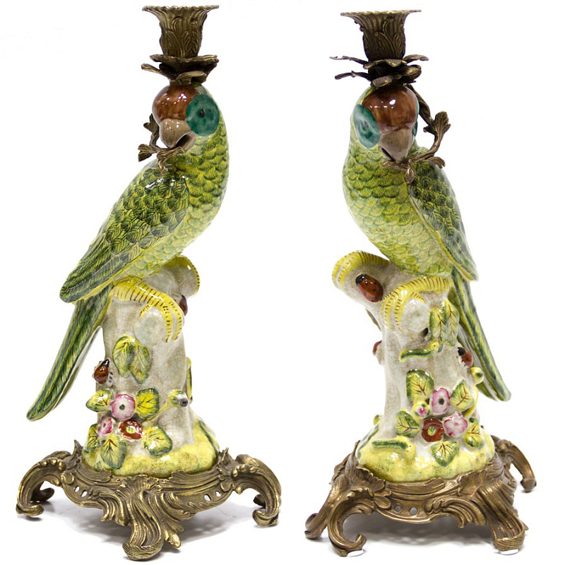 Подсвечник Candlestick Green Parrot Зеленый Бронза в Нижнем Новгороде | Loft Concept 