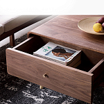 Кофейный стол из дерева с ящиком и нишей для хранения Coffee Walnut Table варинант исполнения - 7 | Loft Concept в Нижнем Новгороде