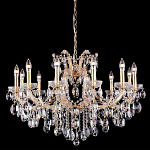 Люстра подвесная с 12-ю лампочками и прозрачными хрустальными подвесками на основании золотого цвета Crystal lamps варинант исполнения - 1 | Loft Concept в Нижнем Новгороде