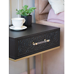 Приставной столик с резным узором на выдвижном ящике Black Table Carved Pattern варинант исполнения - 6 | Loft Concept в Нижнем Новгороде