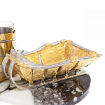 Икорница со стопками с декором "Рыбак с санями" с гравировкой на подставке из натуральных камней Агат Мрамор Decorative Cavair Dishes варинант исполнения - 6 | Loft Concept в Нижнем Новгороде